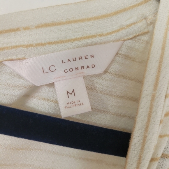 LC Lauren Conrad Cream & Tan Lace Hem Tunic Size Medium - Picture 8 of 10